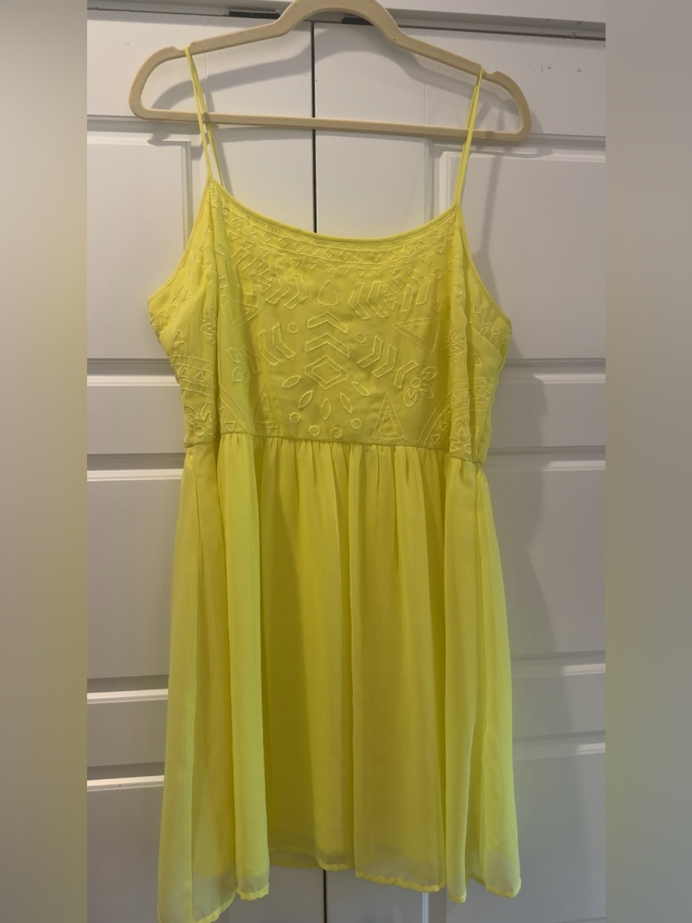 SO Juniors Yellow Embroidered Spaghetti-Strap Dress